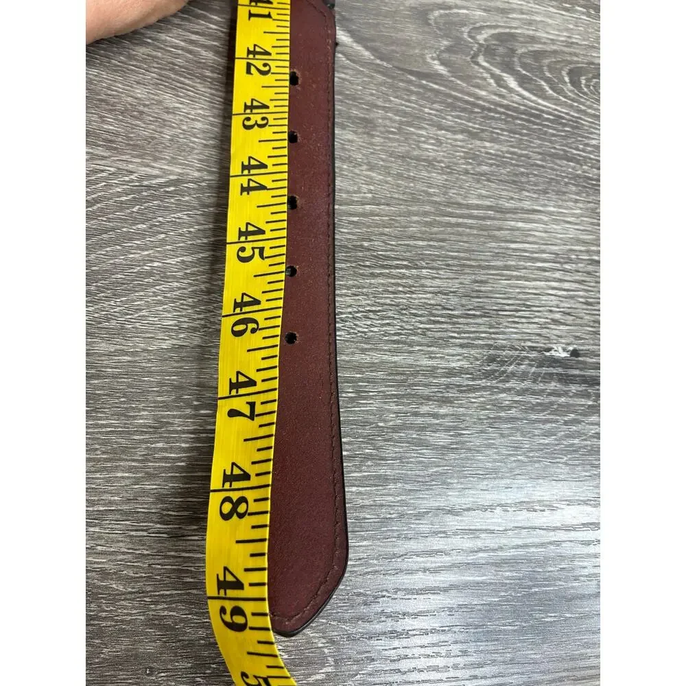 Men's Size 44 Dark Brown Genuine Leather Belt With Gold Tone Buckle Western